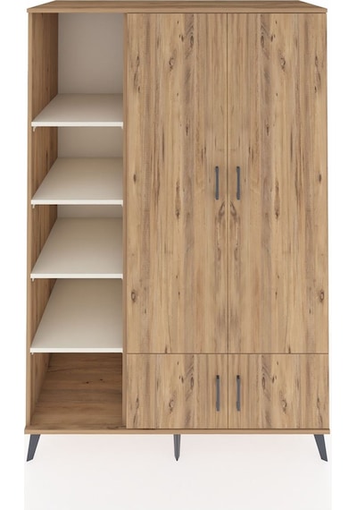 Kronos Dolap 6 Raflı 4 Kapaklı Tek Askılı 132x59x195 Çam-çam/... Çam