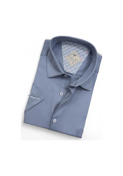 Linen Keten Klasik Kısa Kollu Mavi Gömlek Regular Kalıp -10019 Mavi Linen Keten Klasik Kısa Kollu Mavi Gömlek Regular Kalıp -10019 Mavi