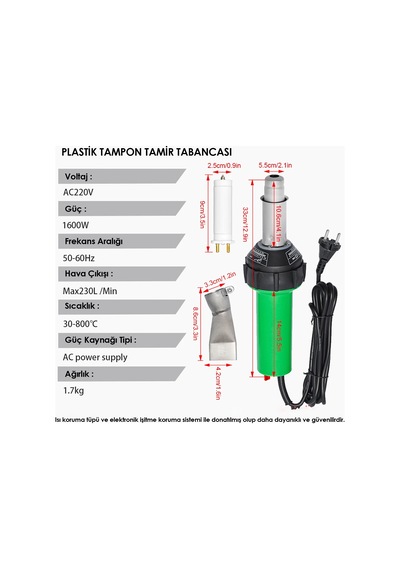 Dorf Plastik Kaynak Makinesi Tampon Tamir Tabancası Kutulu Set