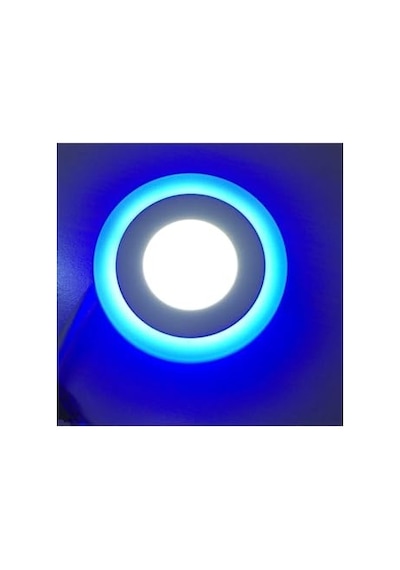 2 Adet Çift Renkli Hero Led Panel 3+3 Watt Dış Çapı 10 Cm Mavi-beyaz İki Renkli Tavan Spot Lambası Abanoz