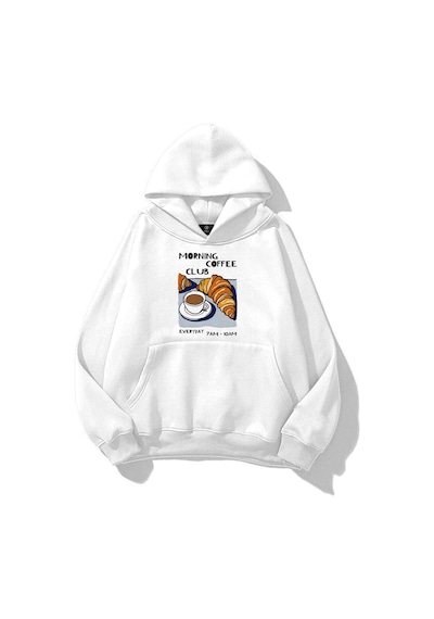 Tarzsokak Unisex Morning Coffee Club Sweatshirt Beyaz