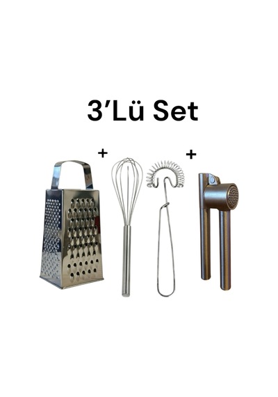 4 Parça 3'lü Mutfak Seti Koncıs Sarımsak Ezici Idealısk Rende Idealısk 2 Li Çırpıcı - 614490798 Diğer