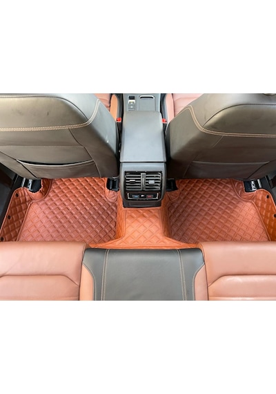 Feyza Oto Araca Özel Havuzlu 5D 7D Deri Paspas Vw T-Roc 2019-2022 2021-Taba Tarçin Renk