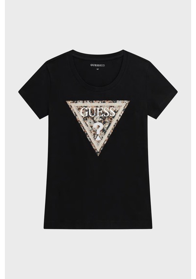 Guess W6rı32j1314 Ss Cn Leo Triangle T Kadın Tişört Siyah