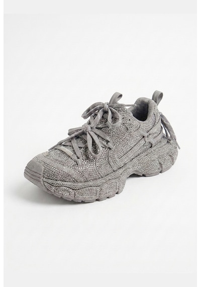 Kadın Silver T11 İthal Işıltılı Taş Kaplama Özel Tasarım Sneaker Ayakkabı Gri