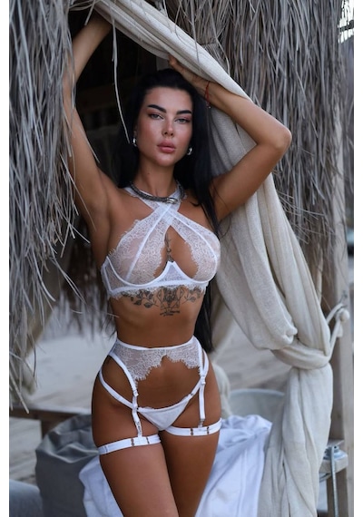 Anna Dantelli Çapraz Jartiyer - Beyaz
