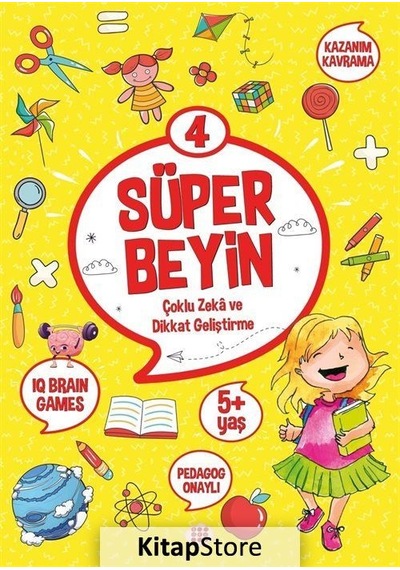 Süper Beyin 4 - Çoklu Zeka ve Dikkat Geliştirme 5+ Yaş- Dokuz Yayınları