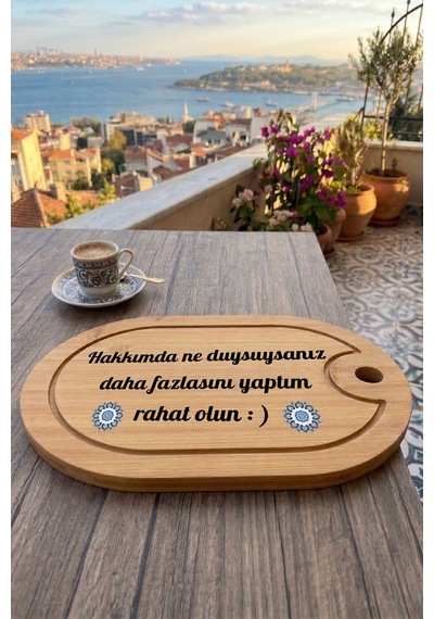 Kahve Keyfi Temalı Afilli Kahve Sunum Tablası Figür 14