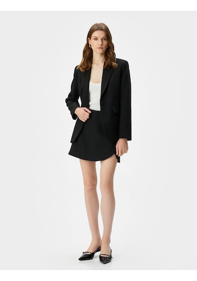 Koton Blazer Ceket Tek Düğmeli Kapaklı Cepli Siyah 4sak50010uw 4SAK50010UW999 Siyah