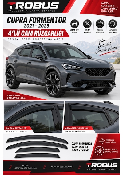 Cupra Formentor 1.5 Tsı / Vz 2021 Ve Sonrası Uyumlu Siyah Mügen Cam Rüzgarlığı 4'lü