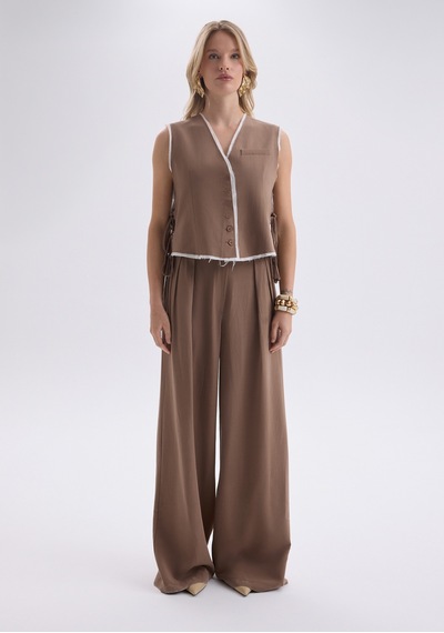 Mai Collection Mai Studios Co. Shonas Bağcık Detay Kahve Yelek Pantolon Takım Kahve