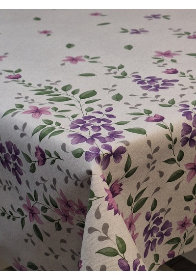 Elyaflı Pvc Muşamba - Desenli Silinebilir Masa Örtüsü Bej Fnt1233 140 X 240