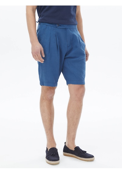 Kip Mavi Dokuma Casual Bermuda Çok Renkli