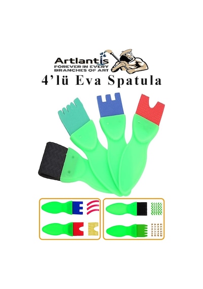 Eva Spatula 4 Lü 1 Paket Plastik Doku Tarağı Fırçası Okul Öncesi Boya Sünger Fırça Seti Çocuklar İçin Plastik Saplı