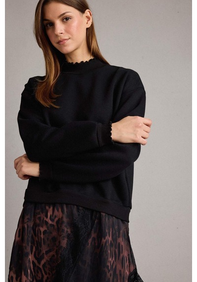 Defacto Bisiklet Yaka Leopar Desenli Sweatshirt G6561ax25wnbk81 Siyah-bk81