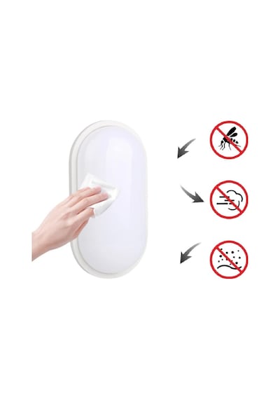 Horoz Aydos 15w Oval Beyaz Led Nem Su Geçirmez Banyo Bahçe Modern Tavan Lambası Beyaz Işık Beyaz