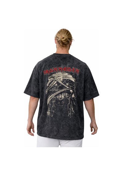 Tasarım Ironmaiden Rock Metal Müzik Grubu Sırt Baskılı Unisex Ove Siyah