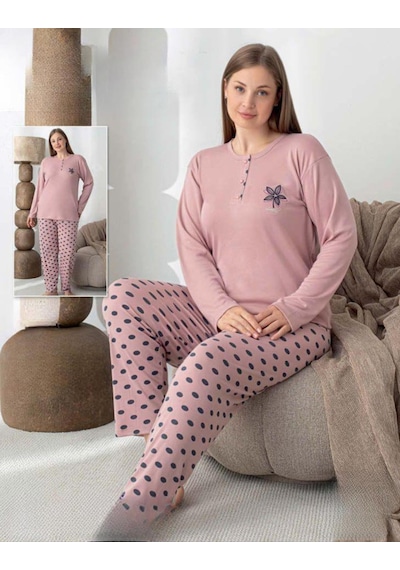 Boyraz Lindros Kadın Pamuk'lu Düğme Yaka Raporlu İnterlok Kışlık Battal Pijama Takımı 05152 - 1 Adet Gülkurusu Boyraz Lindros Kadın Pamuk'lu Düğme Yaka Raporlu İnterlok Kışlık Battal Pijama Takımı 05152 - 1 Adet Gülkurusu