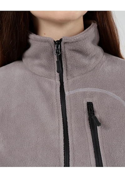 Genius Store Genıus Store Store Kadın Polar Tam Fermuarlı Outdoor 3 Cepli Spor Polar Ceket Açık Gri