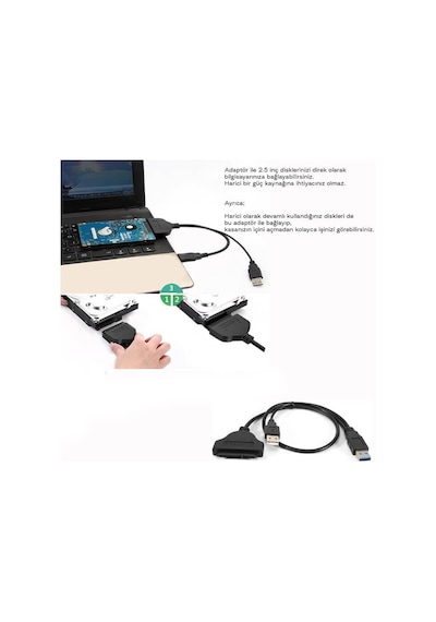 Usb 3.0 2.5" Sata SSD HDD Hard Disk Veri Aktarma Kablosu