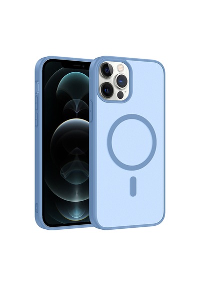 İphone 12 Pro Kılıf Magsafe Kamera Korumalı Mat Parmak İzi Tutmayan Ata Pro Tech Baby Blue