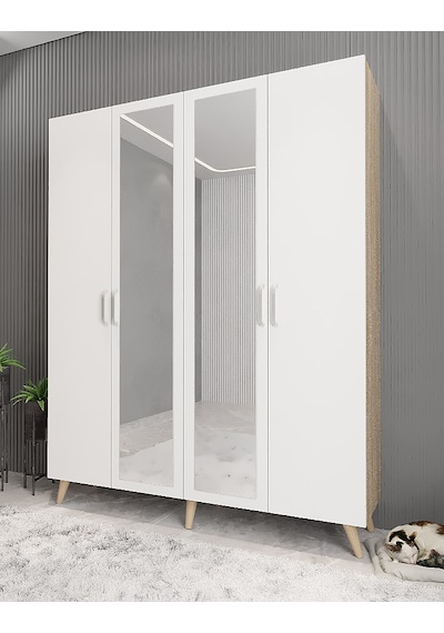 Açelya Aynalı Portmanto Vestiyer Ayakkabılık Meşe Beyaz - M2 180cm Meşe Beyaz Açelya Aynalı Portmanto Vestiyer Ayakkabılık Meşe Beyaz - M2 180cm Meşe Beyaz