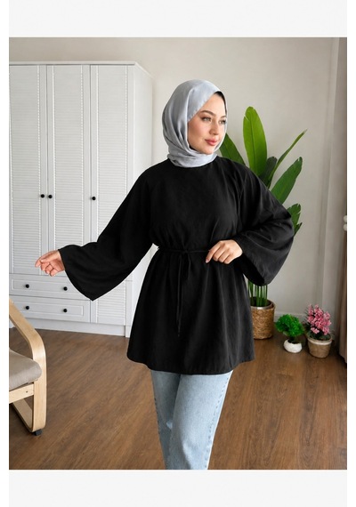 Unika Boutique Balon Kol Astarlı Tunik Siyah