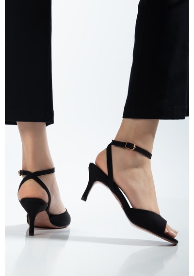 Suins Carmel Model Kadın Bilekten Bağlamalı Stiletto Ayakkabı Siyah