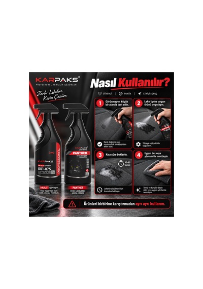 Multi Sprey + Panther 2x750 Ml Leke Çıkarıcı Set Halı Koltuk Kumaş Araç İçi Çok Amaçlı Temizleyici