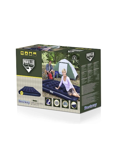 Bestway Pavillo Queen Flocked Air Bed Çift Kişilik Şişme Kamp Yat Lacivert