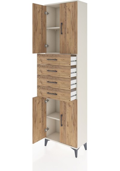 Arges Dolap 3 Raflı 4 Çekmeceli 4 Kapaklı 60x30x221 Aytaşı-çam Aytaşı