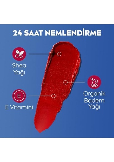 Spf30 Kırmızı Renkli Dudak Bakım Kremi,4,8gr,24 Saat Nemlendirme,e Vitamini,organik Yağı,shea Yağı,dudak Ve Yanaklar İçin,allık Etkisi,mineral Yağı Bulunmaz