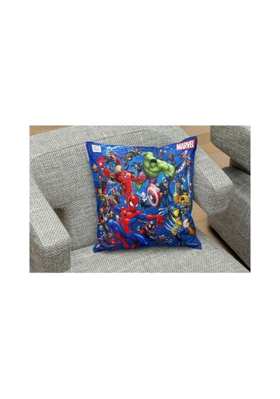 Avengers Heroes Mavi Desenli Kare Yastık Kılıfı Mavı