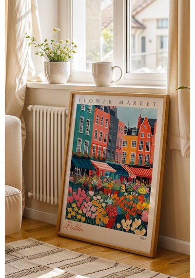 Dublin İrlanda Çerçeveli Tablo Seyahat Severlere Salon Ve Ofis İçin Estetik Duvar Dekoru Travel Flower Market