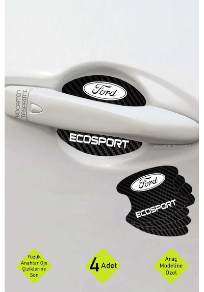 Ford Ecosport Modeline Özel 4 Parçalı Karbon Çizik Koruyucu Kapı İçi Folyo Seti Ecosport Yazılı 4 Adet