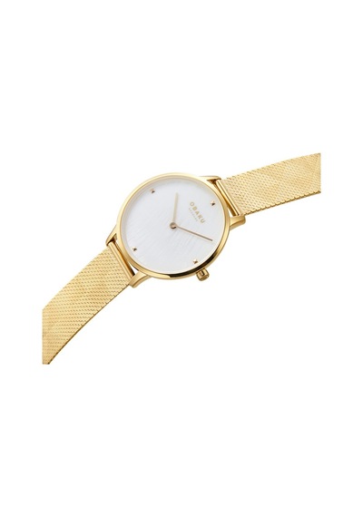 Obaku Denmark V295lxgwhg Quartz Çelik Hasır Altın Rengi Beyaz Kadran 34 Mm Kadın Kol Saati