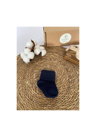 Glory Baby Organik Pamuklu Unisex 5'li Premium Yenidoğan Bebek Çorabı - Kutulu Gri-lacivert-beyaz Gri-lacivert-beyaz