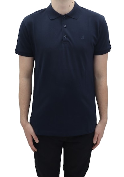 Santa Dmctekstil Erkek Dior Düz Spor Kesim Dar Kalıp Cepsiz Polo Yaka T-shirt Koyu Lacivert