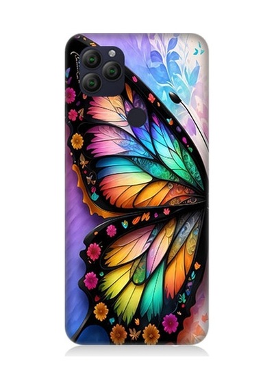 General Mobile Gm22 Uyumlu Pastel Renkli Kelebek Kanadı Ve Çiçekler Desenli Silikon Kılıf