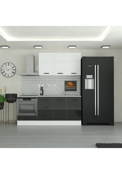 195 Cm Mutfak Dolabı Mdf Kapak Tezgah Dahil Yrkn195 99 Siyah