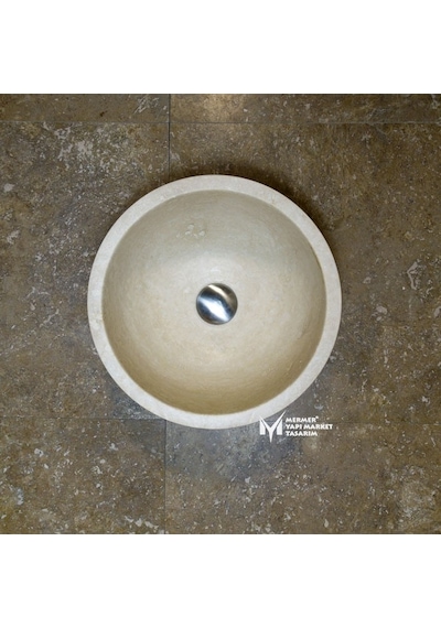 Traverten Yuvarlak Mini Lavabo