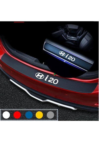 Hyundai I20 Için Karbon Bagaj Ve Kapı Eşiği Sticker Seti (2015 Ön