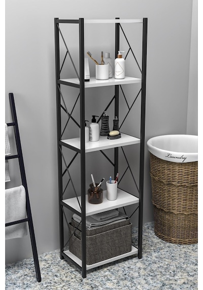 Morpanya Felixce Banyo Düzenleyici Banyo Dolabı Çok Amaçlı Dolap 5 Katlı Metal Mutfak Düzenleyici Beyaz