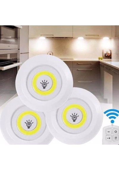 Nm-store Uzaktan Kumandalı 3 Lü Spot Led Lamba Kablosuz Pilli Işıldak Çok Renkli