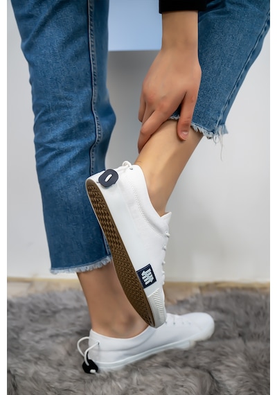 Bartrobel Kadın Erkek Beyaz Keten Sneaker Beyaz