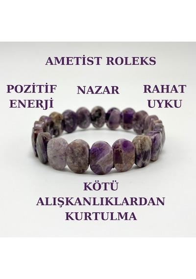 Yıldız Doğal Taş Ametist Doğal Taş Roleks Bileklik Çok Renkli