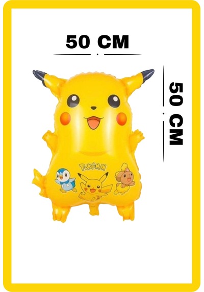 Folyo Balon Pokemon Pikahu Karakteri 50cm Helyum Gazı Uyumlu Sarı