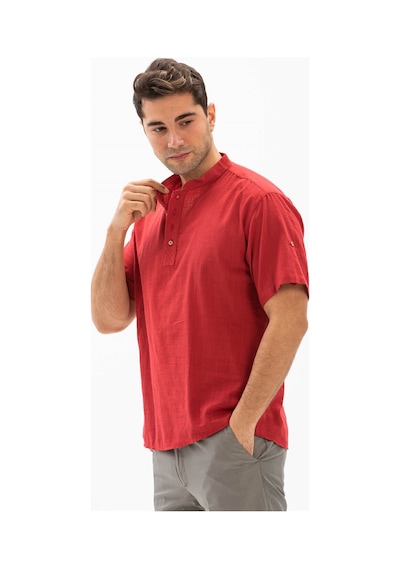 Kısa Kol Şile Bezi Bodrum Erkek T-shirt Kırmızı 3051 Kırmızı