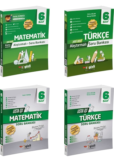 Gizli 2026 6. Sınıf Matematik + Türkçe Alıştırmalı + Usta İşi Soru Bankası Seti 4 Kitap Güncel Müfredat