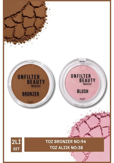 Makeup Toz Bronzer No: 94 + Toz Allık No: 38 Set Çok Renkli